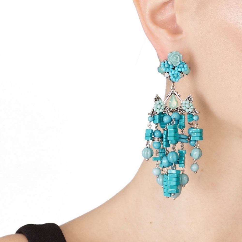 NWOT Dannijo Earrings Clip On Turquoise & Mint